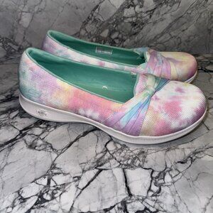 Skechers GOwalk Washable Slip-On Shoes Day-Glo Multi Tie-dye 8.5 Excellent Women